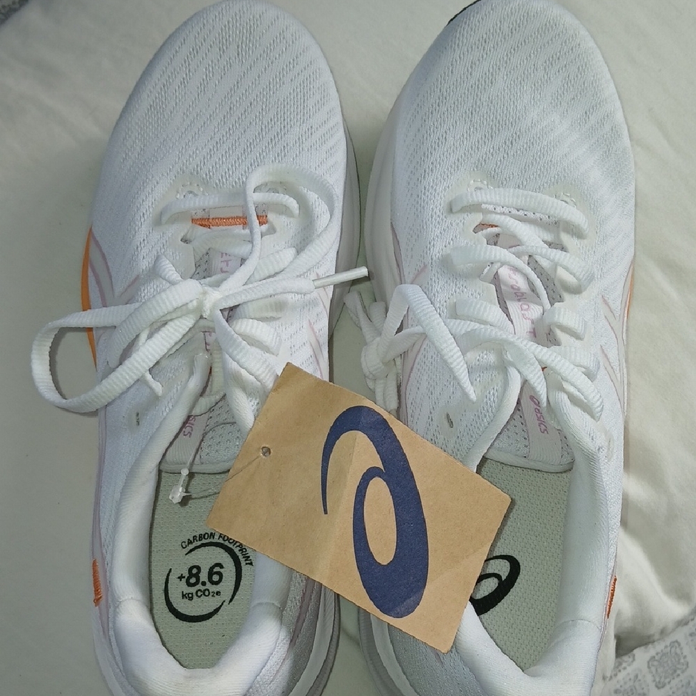 Asics White and Orange Athletic Shoes